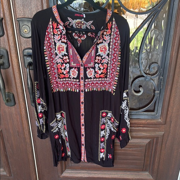 Johnny Was Tops - Johnny Was Black Embroidered Women's Top